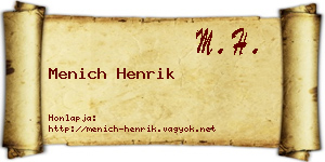 Menich Henrik névjegykártya